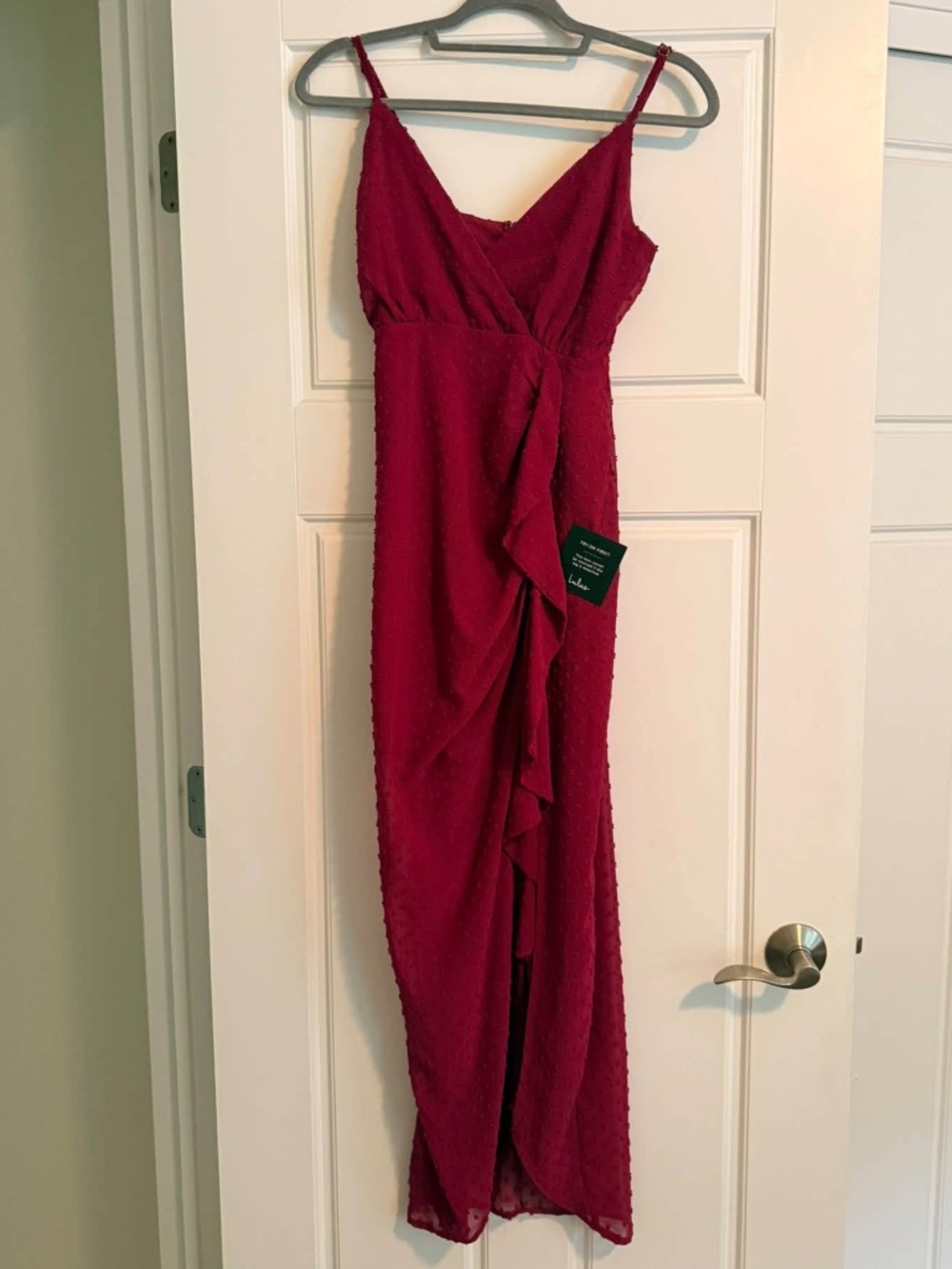 Lulus Dark Red 3-D Polkadot Dress